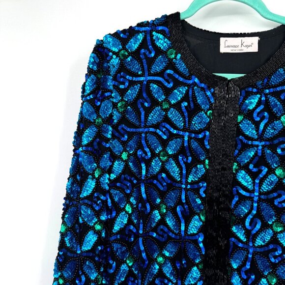 Laurence Kazar vintage sequined blazer 100% silk Woman’s size medium Large - Picture 3 of 15